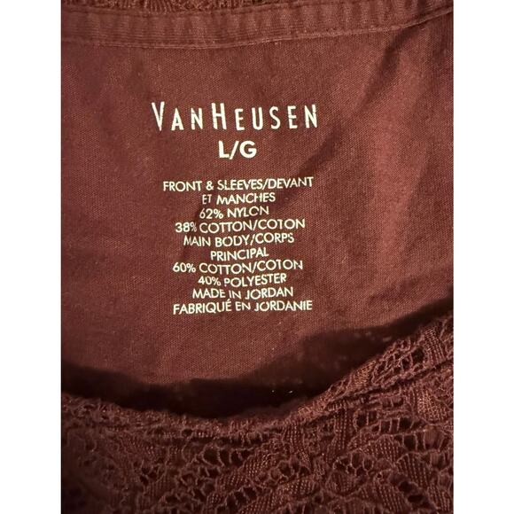Van Heusen Shirt Womens Short Sleeve Top with Front Lace, Size Large - Picture 3 of 6